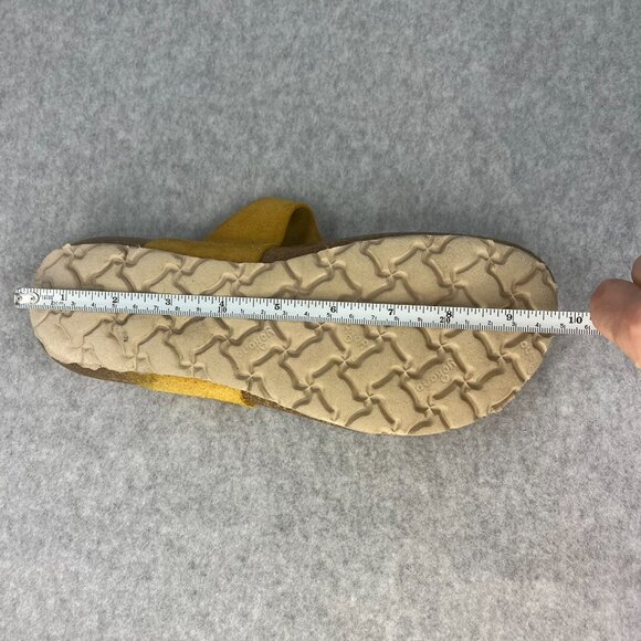 Yokono Suede Leather Thongs T-Strap Sandals Shoes 7.5 8 Yellow Cork Made Spain - Picture 11 of 11